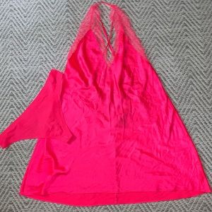 Victoria’s Secret bright pink silk slip set